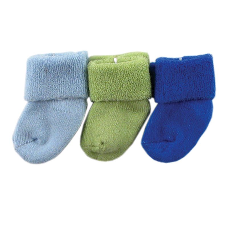Luvable Friends Baby Boy Socks Set, Blue Solid, 0-3 Months
