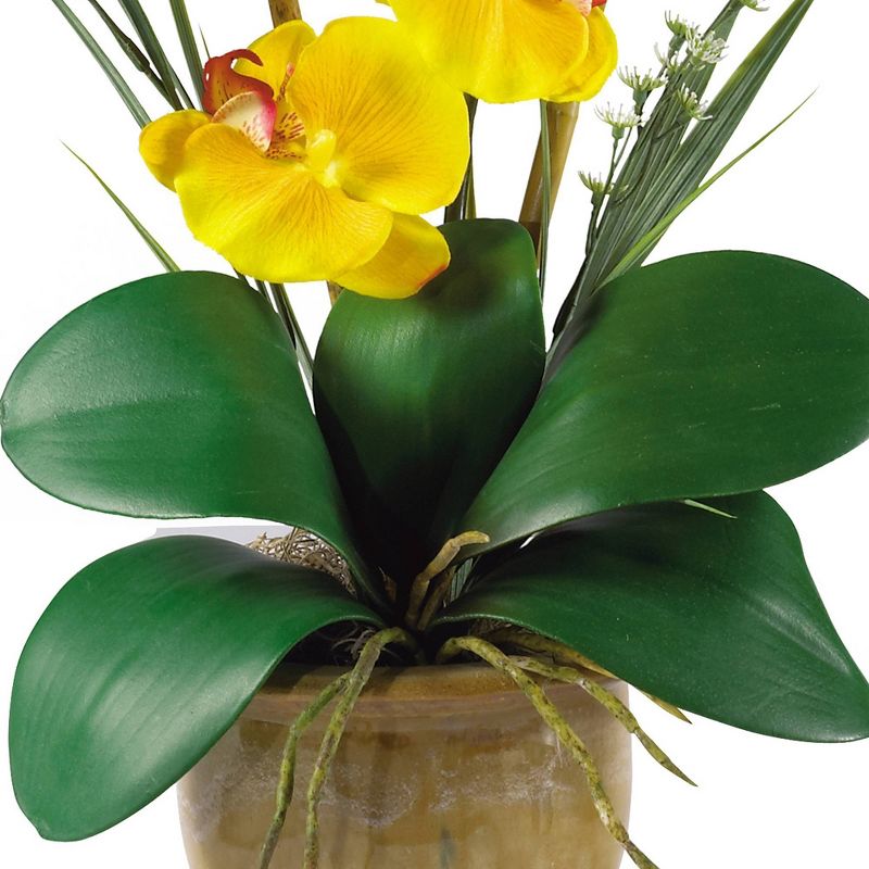 Nearly Natural Phalaenopsis Silk Orchid Flower Arrangement Yellow
