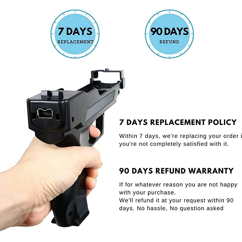 Wii Motion Plus Gun Compatible with Nintendo Wii Black Set of 2