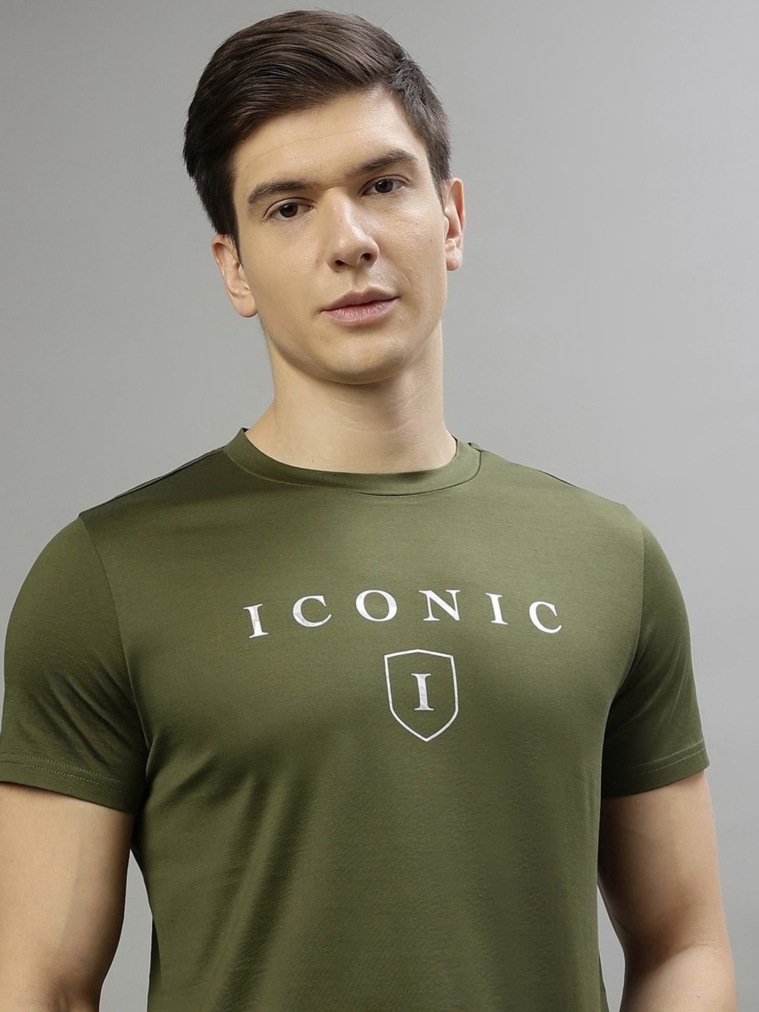 Iconic Men Typography Regular Fit Cotton T-shirt