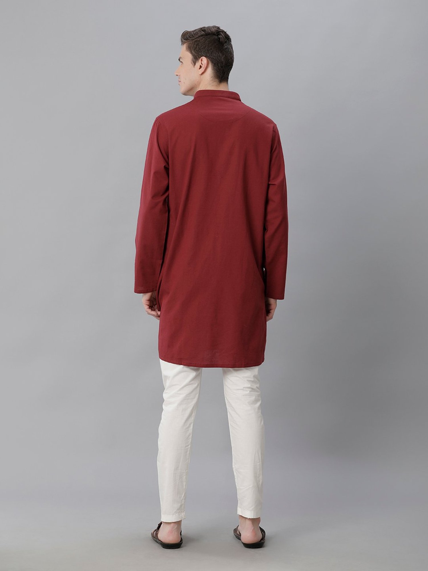 CAVALLO by Linen Club Maroon Regular Fit Kurta