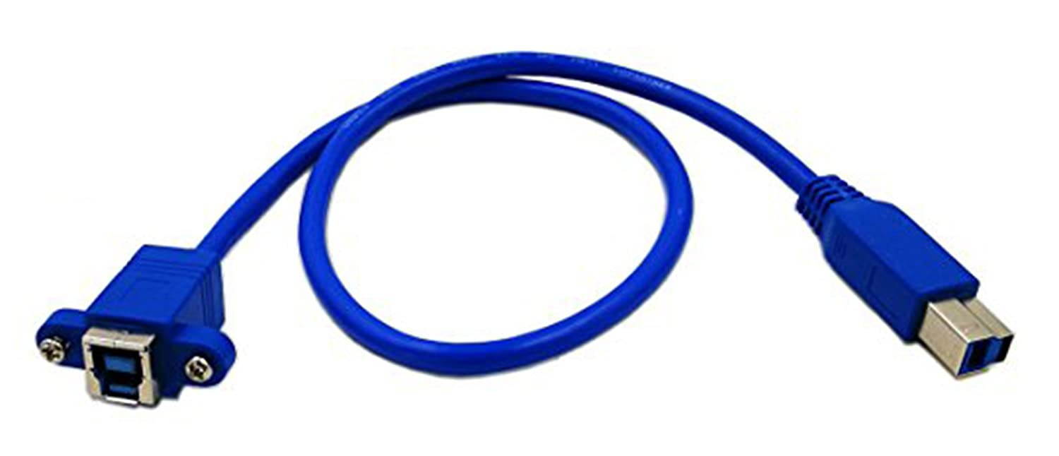 CGTime 20" Panel Mount USB 3.0 B Female To USB B Male Extension Cable with screws(Blue)