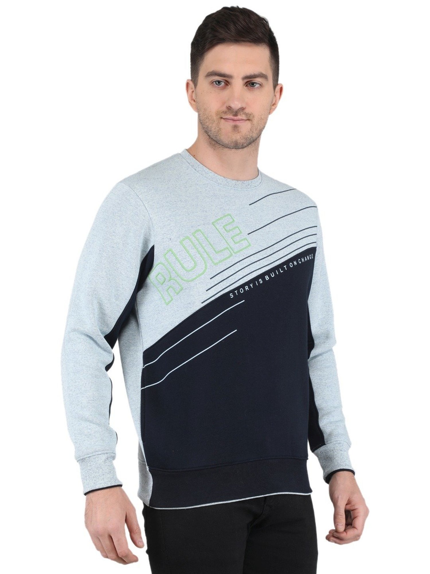 MOCA by Monte Carlo Blue Regular Fit Printed Sweatshirt