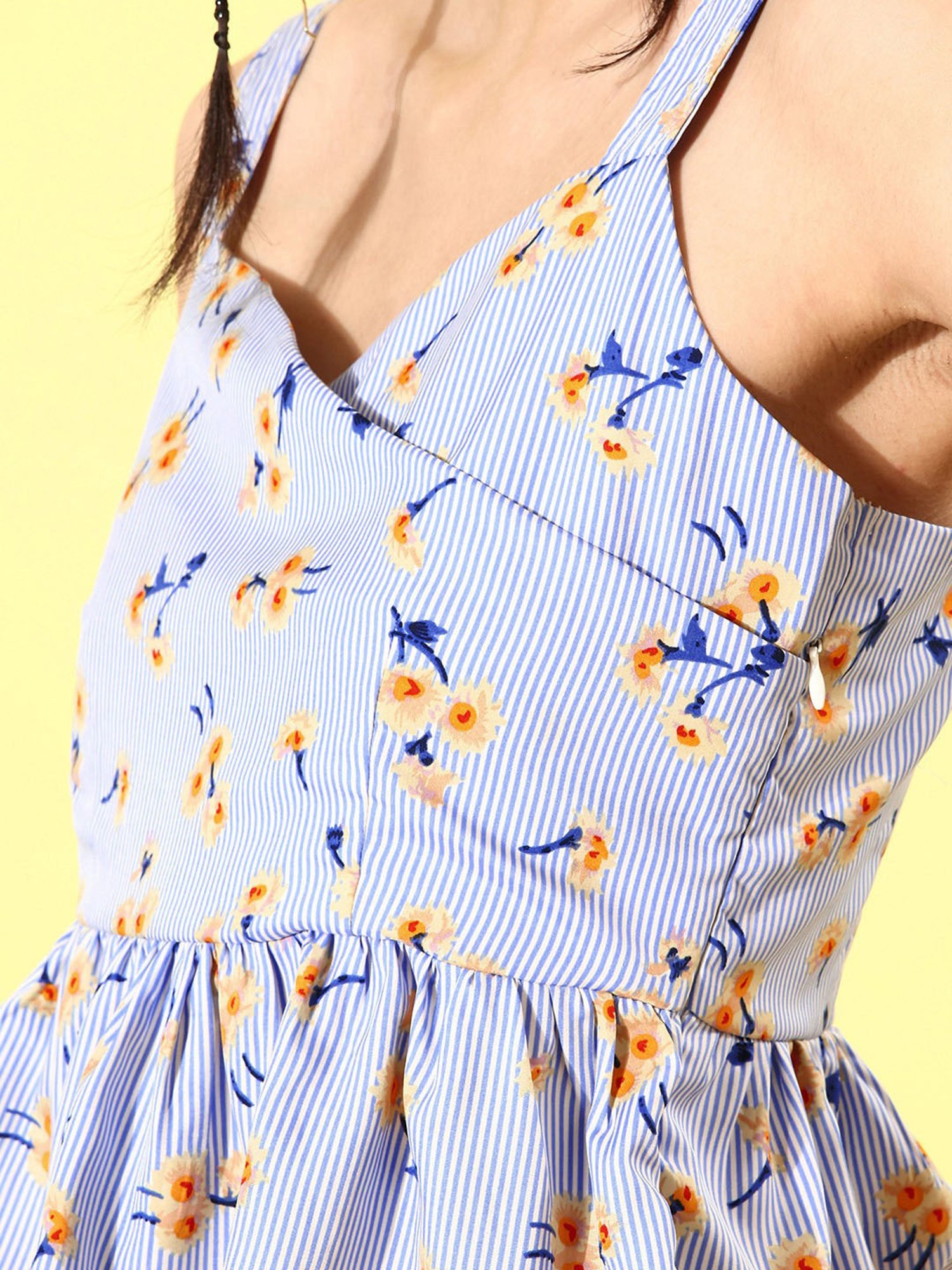 Rare Blue Floral Print Peplum Top