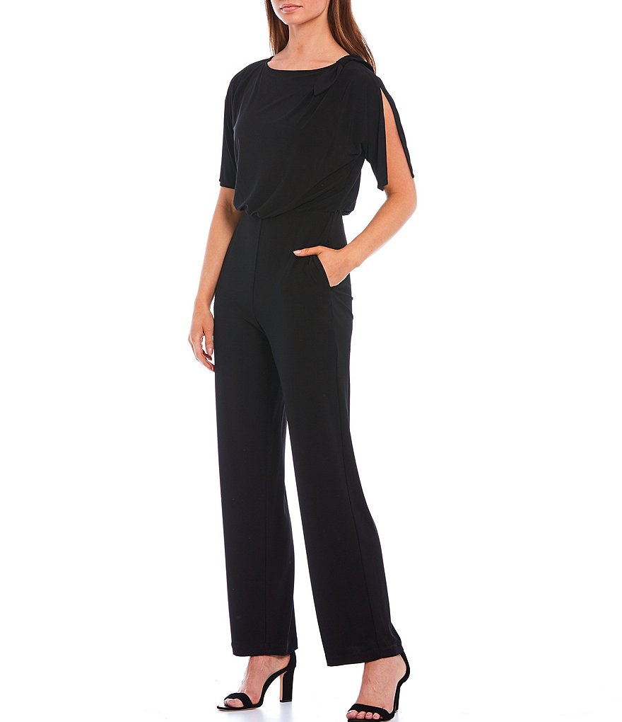 Vince Camuto Short Sleeve Tie Shoulder Blouson Jumpsuit