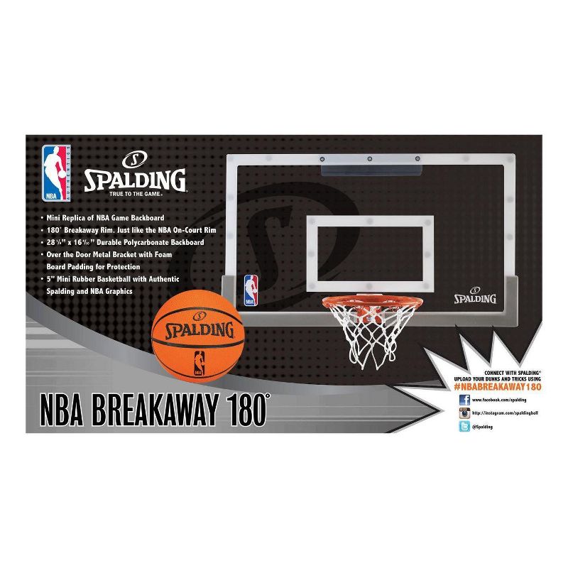 Spalding NBA Breakaway 180 Over-the-Door Basketball Hoop Set