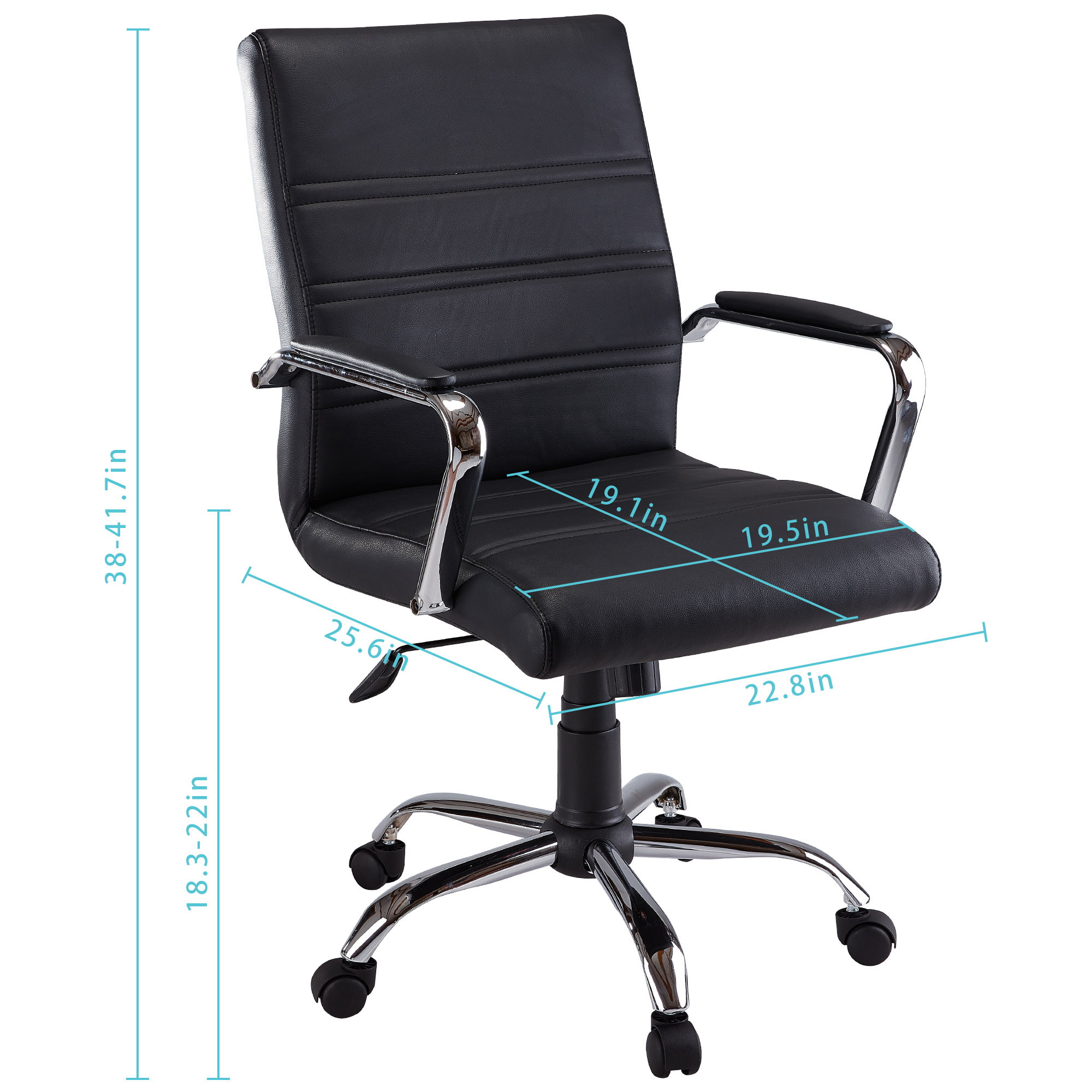 PU Leather Executive Conference Desk Chair High Back Office Chair Adjustable Swivel Chair With Arms White