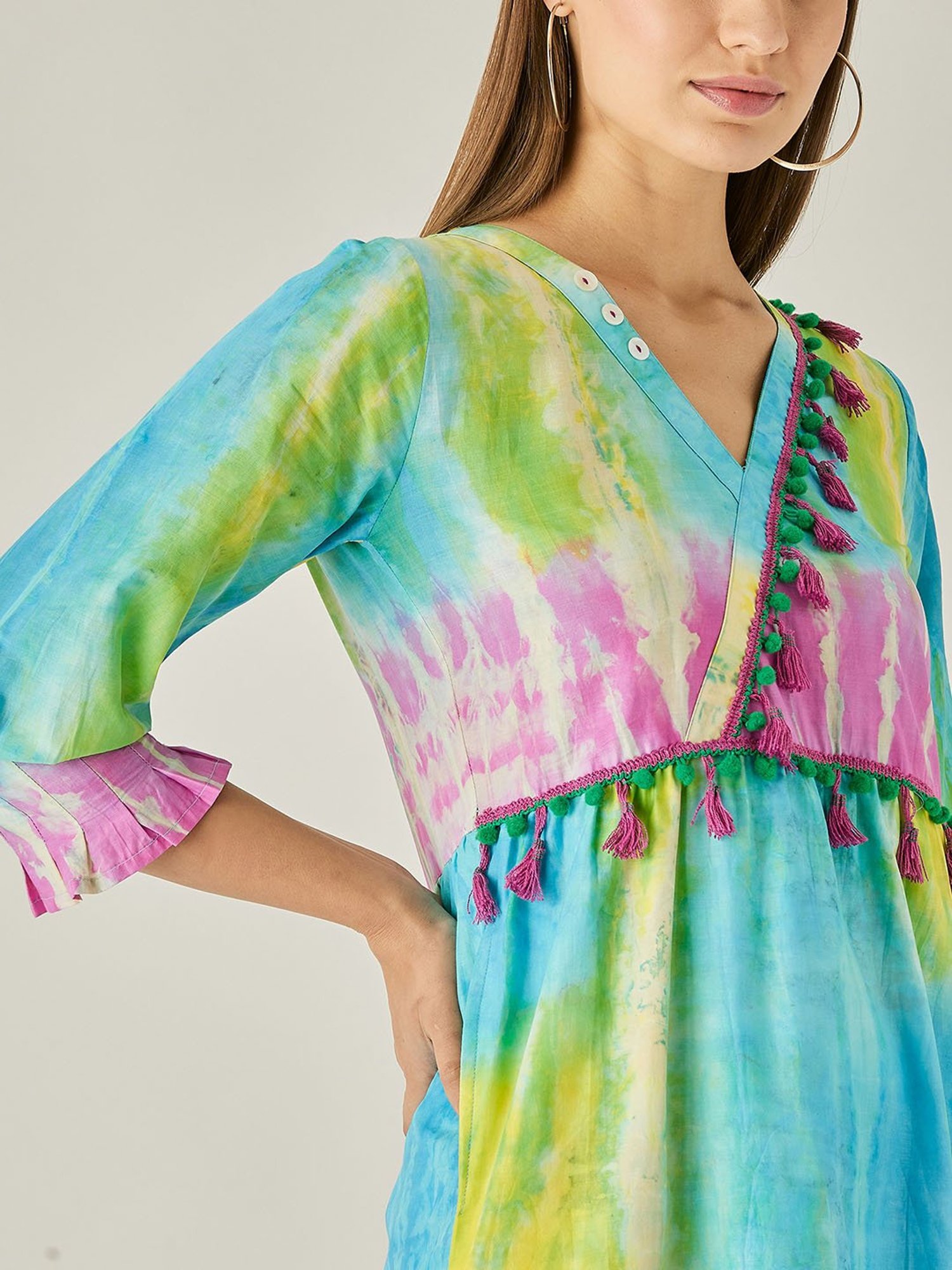 The Kaftan Company Blue Tie-Dye Dress