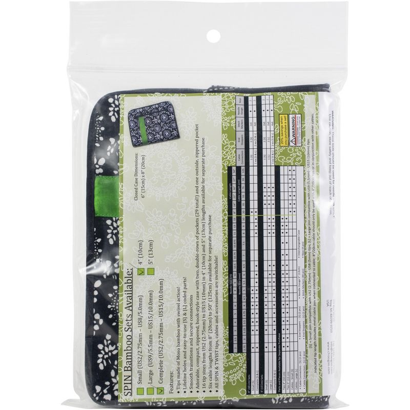 ChiaoGoo SPIN Bamboo Intchg Knitting Needle 4" Tip Set-Complete