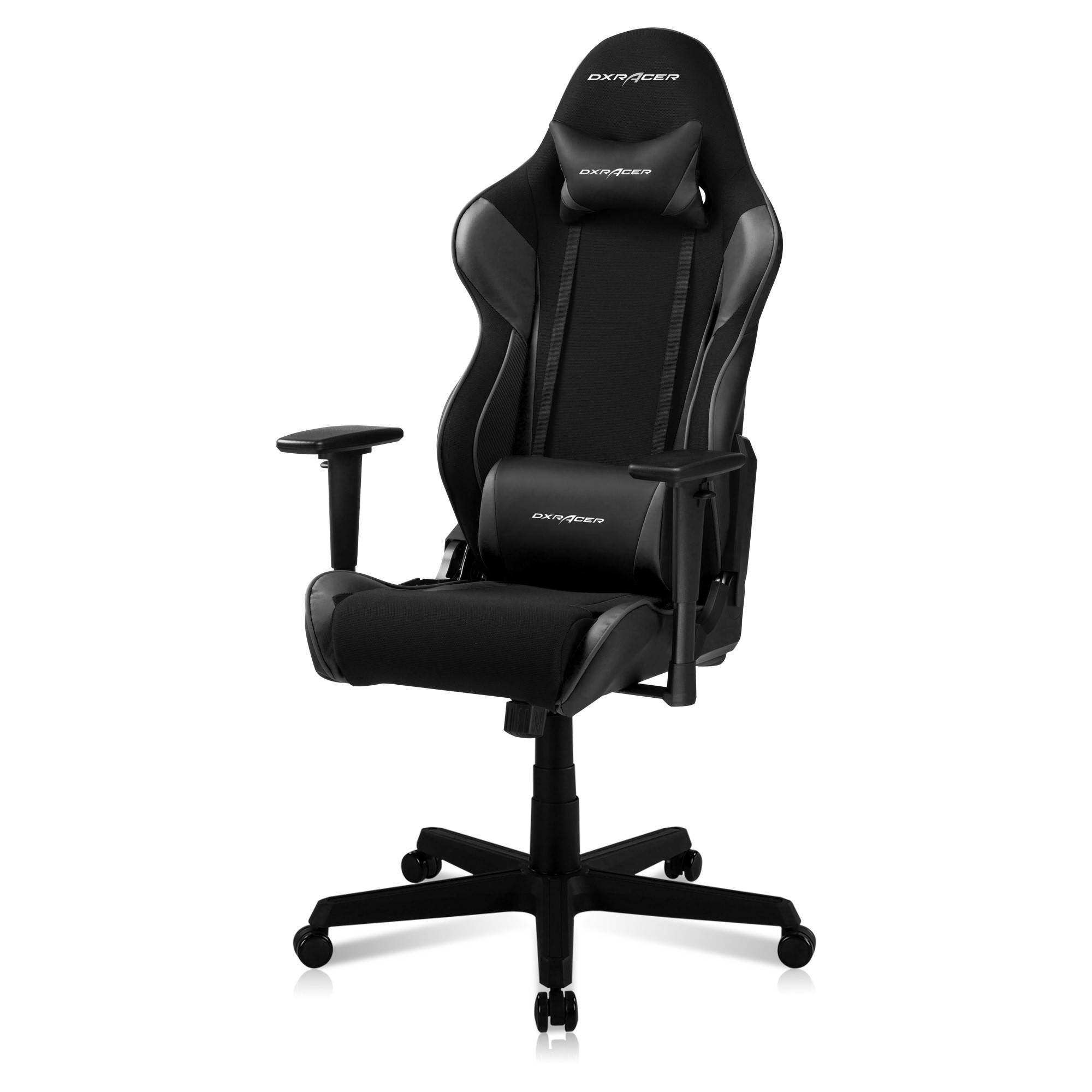 DXRacer Ergonomically Designed Racing Series RAA106 Black Strong Mesh and PU Leather 135-degree Recline High-End Gaming Chair with Neck and Lumbar Support Pillow