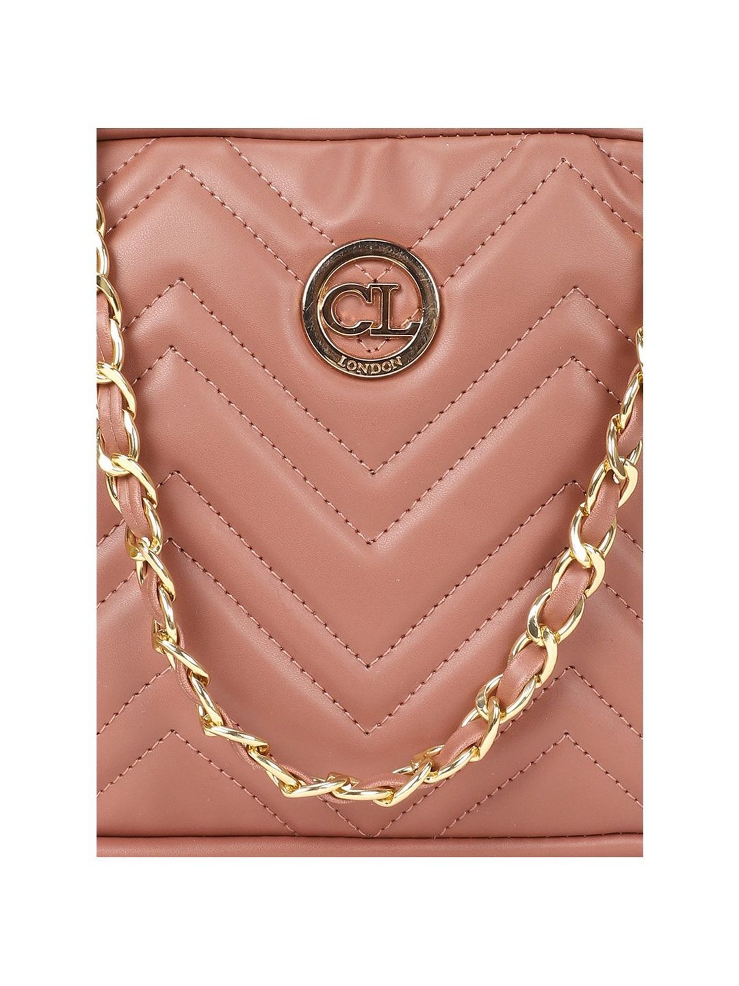 Carlton London Pink Quilted Medium Sling Handbag