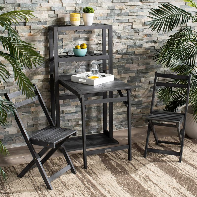 3pc Steel Bistro Set Gray - Nuu Garden