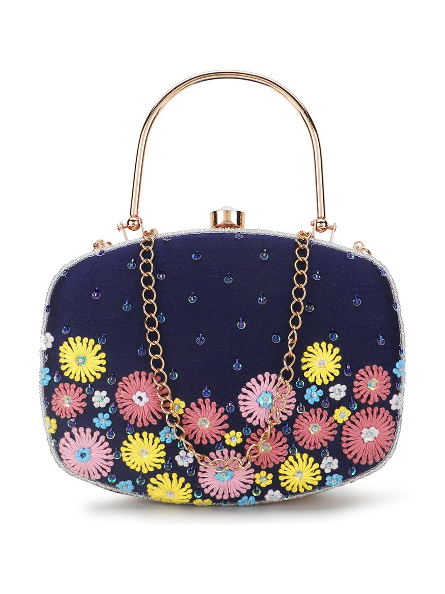 Spice Art Blue Embroidered Medium Clutch