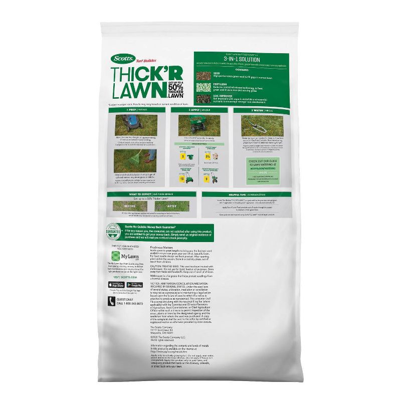 Scotts Turf Builder Thick'R Lawn Grass Seeds - 40lb