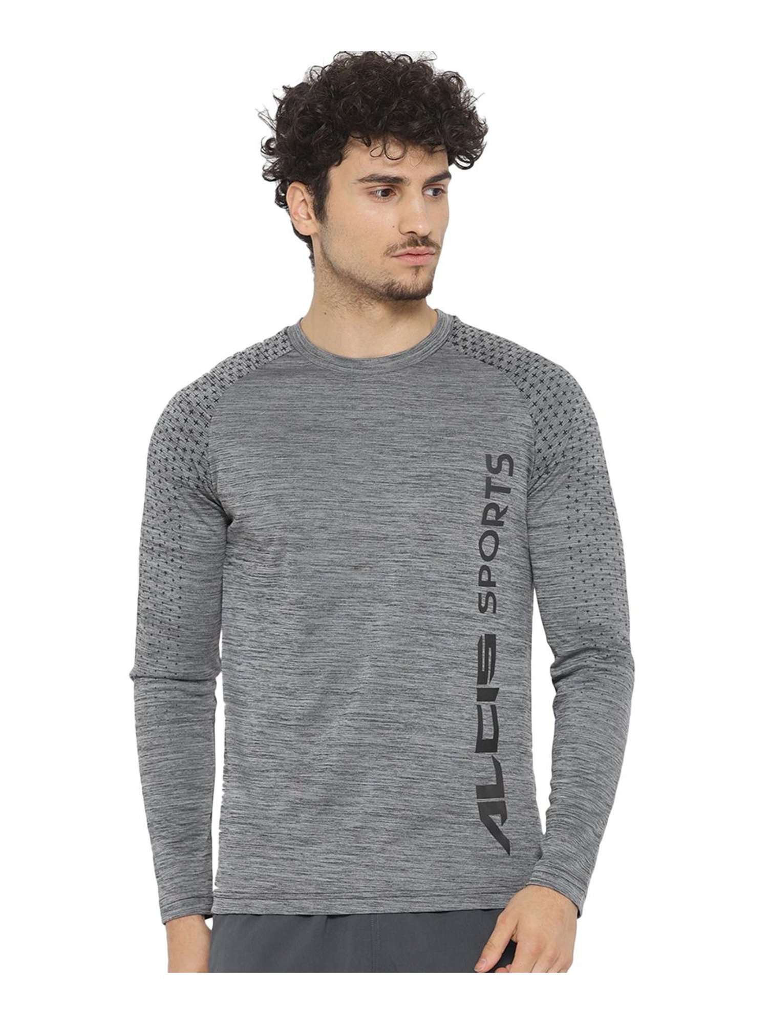 ALCIS Black Round Neck Polyester T-Shirt