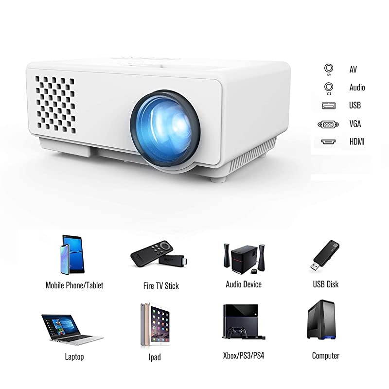 Projector RD815 Mini Projector Portable Full HD 1080P Supported 50000 Hours Video Projector for Smartphones TV Stick amp DVD Multimedia Home Theater via HDMI USB VGA ampAV