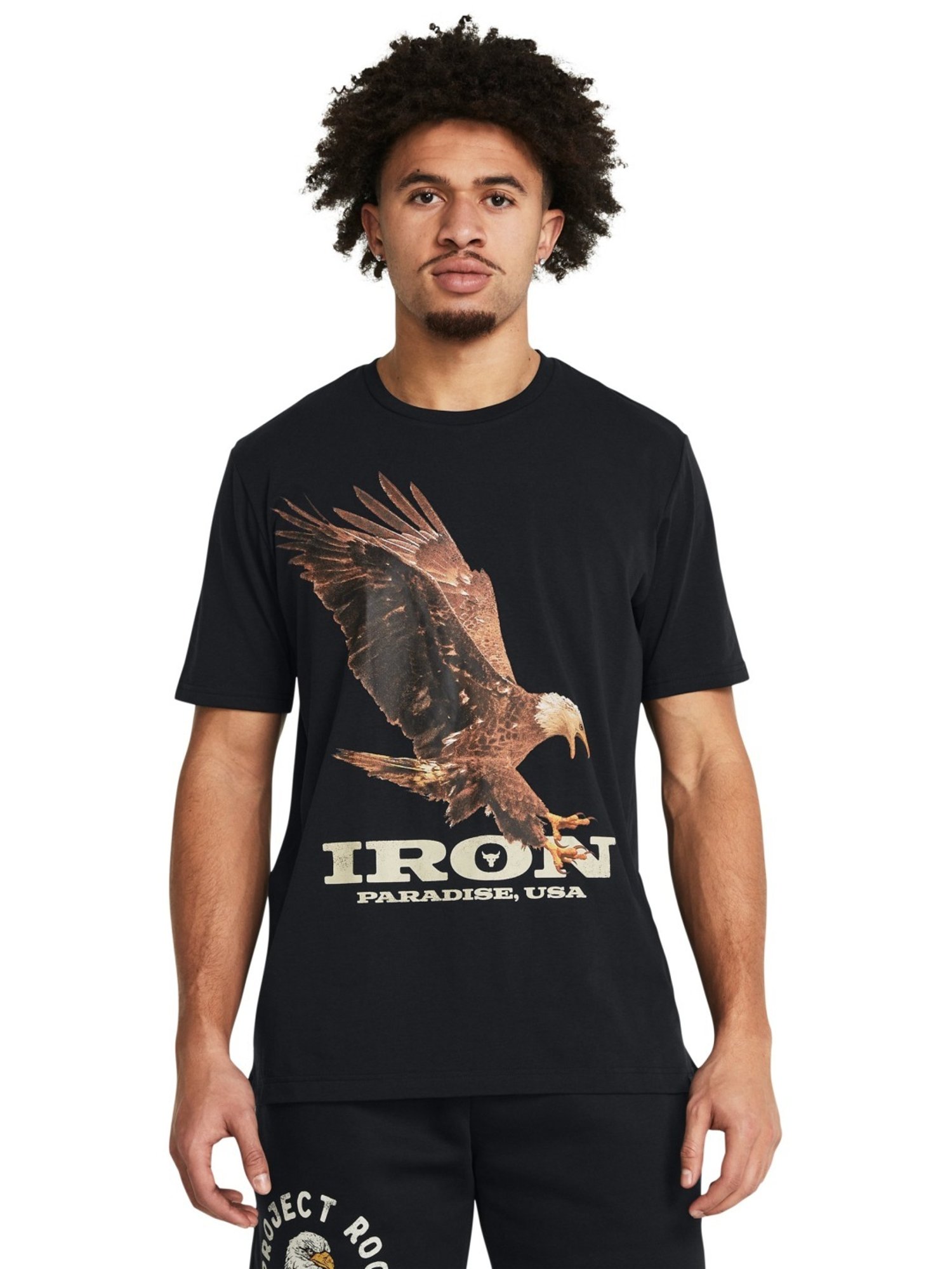 Under Armour Black Cotton Slim Fit Printed T-Shirt