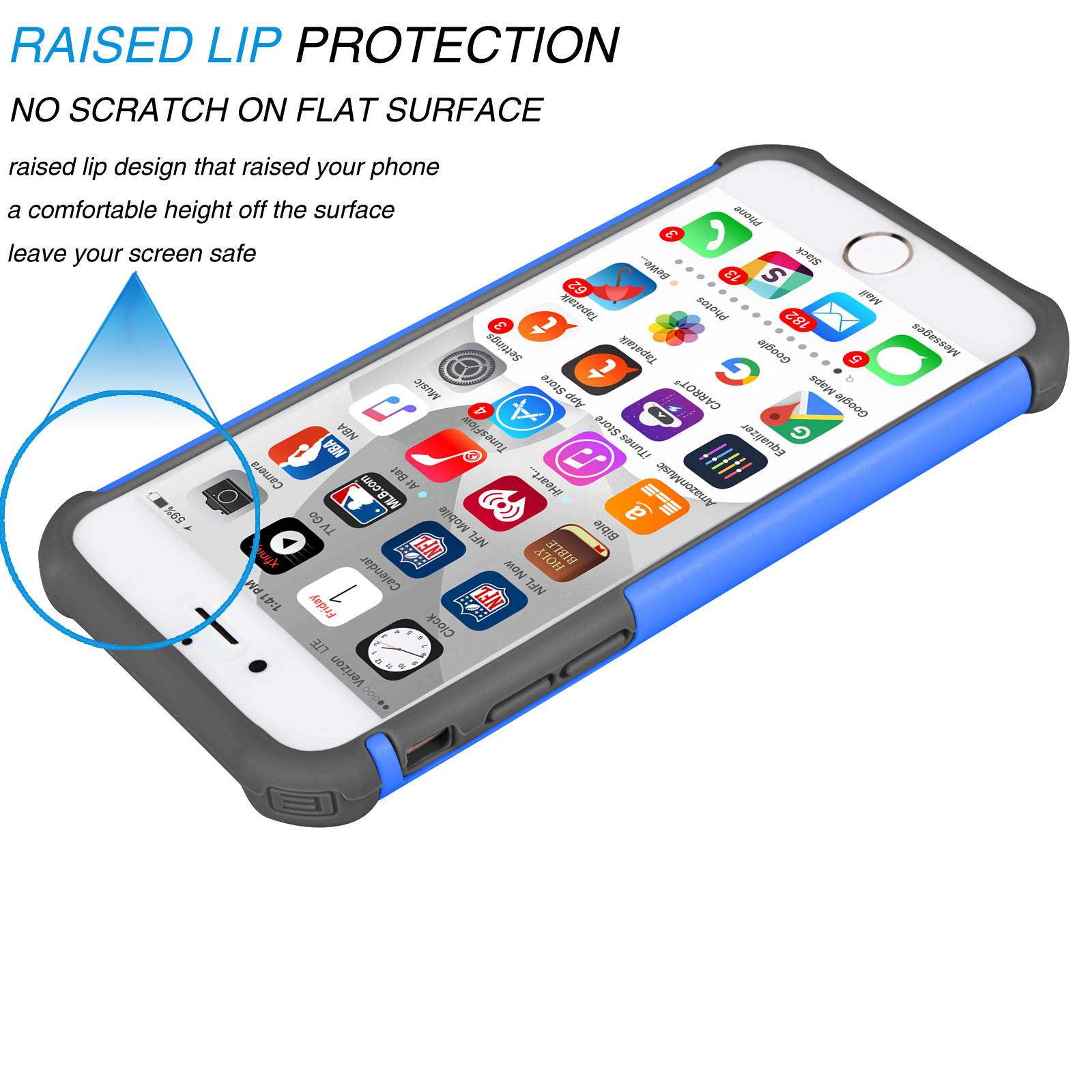 Tekcoo for iPhone 8 Case/iPhone 7 Cute Case, [Tmajor] Shock Absorbing Cases [Blue] Hybrid Bumper Sturdy Defender Rugged Cases Cover Plastic Outer & Rubber Silicone Inner