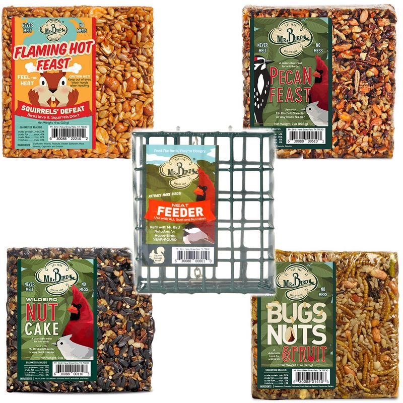 Home & Garden 5.0" Small Cakes Variety + Cage S/5 Bird Food Holder No Melt Feed Mr Bird  -  Bird And Wildlife Food