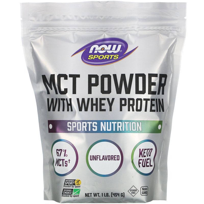 Now Foods Sports, MCT Powder with Whey Protein, Unflavored, 1 lb (454 g), Protein Powders