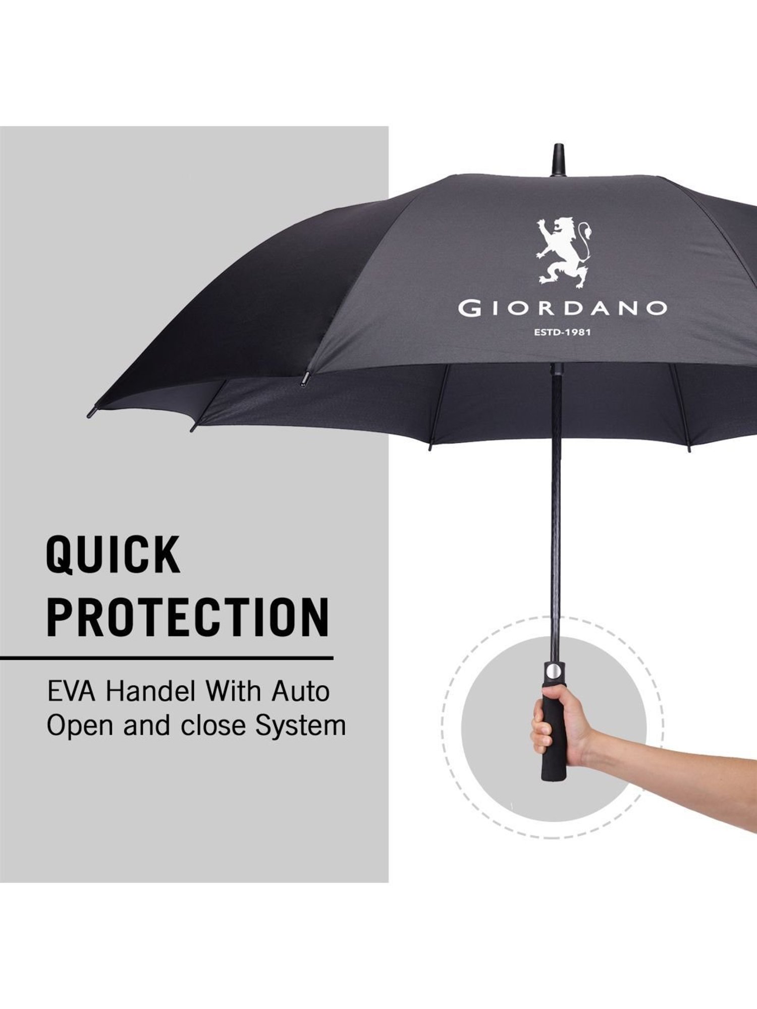 Giordano Automatic UV Protection Black Umbrella