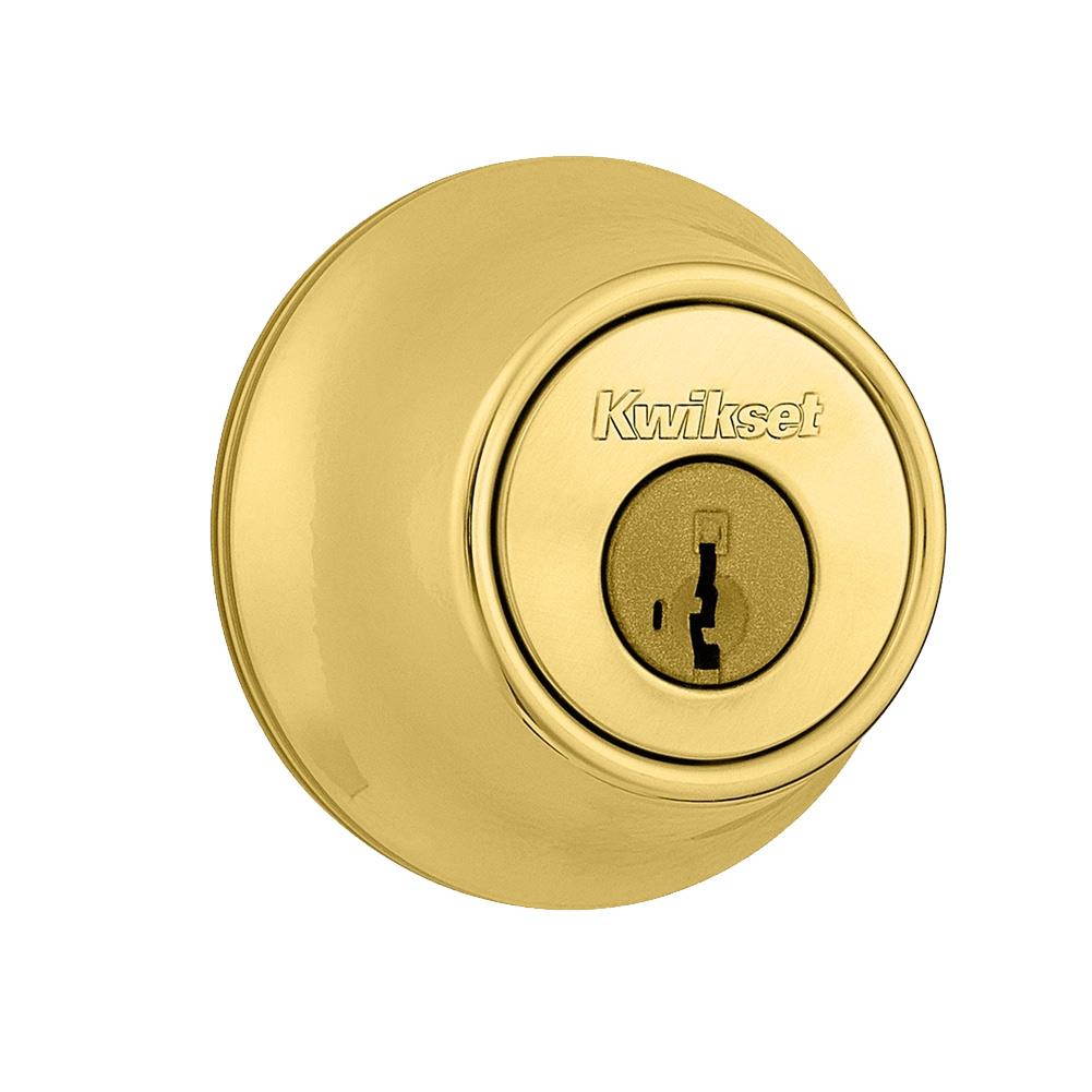 Kwikset Polished Brass Single Cylinder Deadbolt with SmartKey Security
