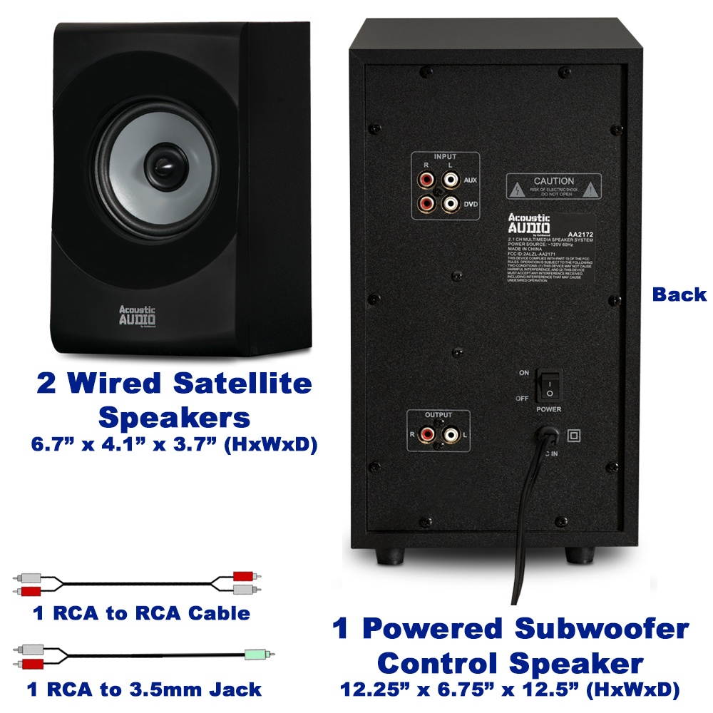 Acoustic Audio AA2172 Bluetooth 2.1 Home Speaker System with USB and 2 Extension Cables