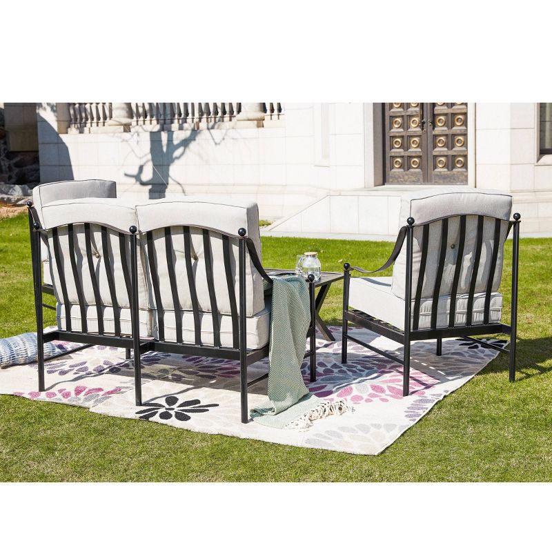 2pc Steel Outdoor Patio Accent Chairs Cream - Lokatse