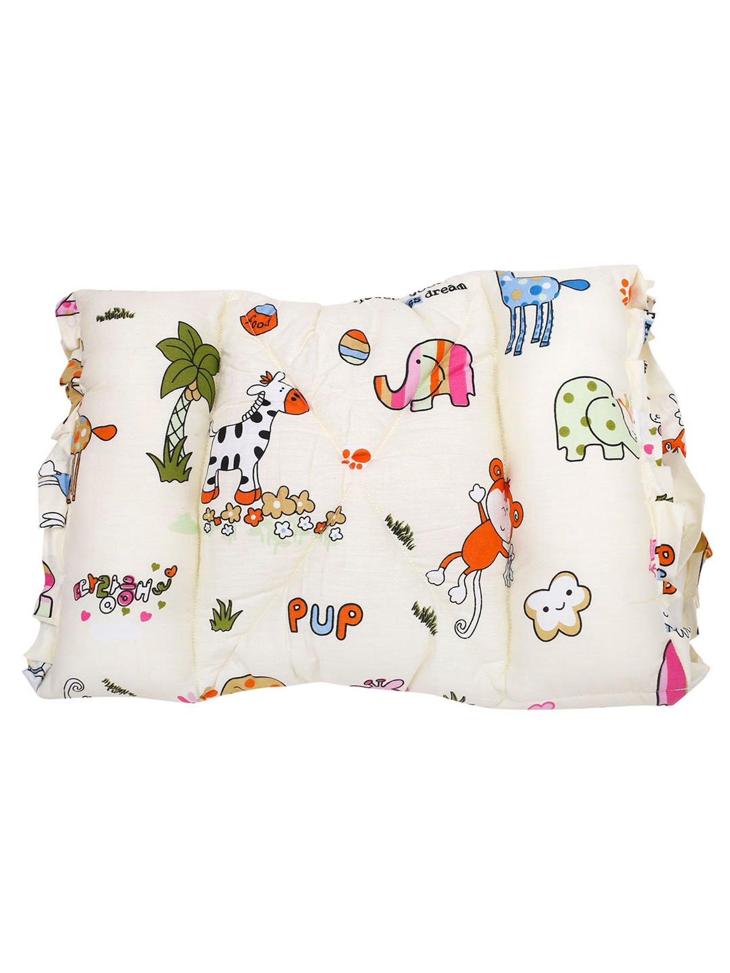 Baby Moo I Love Animals Cream Mattress with Fixed Neck Pillow and Bolsters