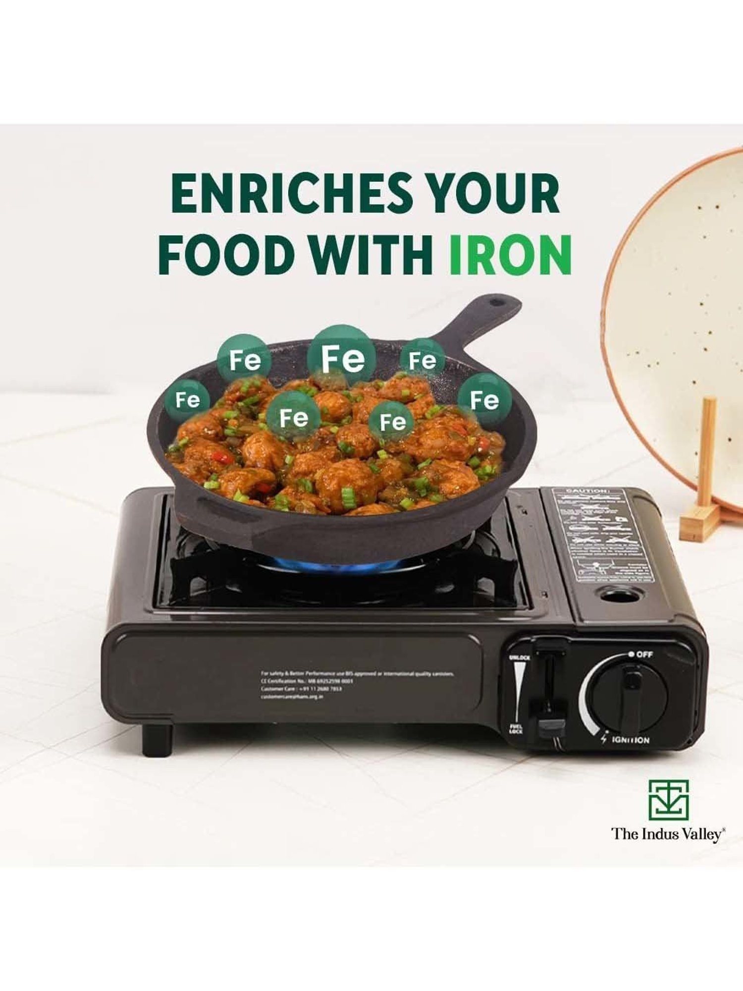 The Indus Valley Black Cast Iron Long Skillet With Handle (1.6 L)