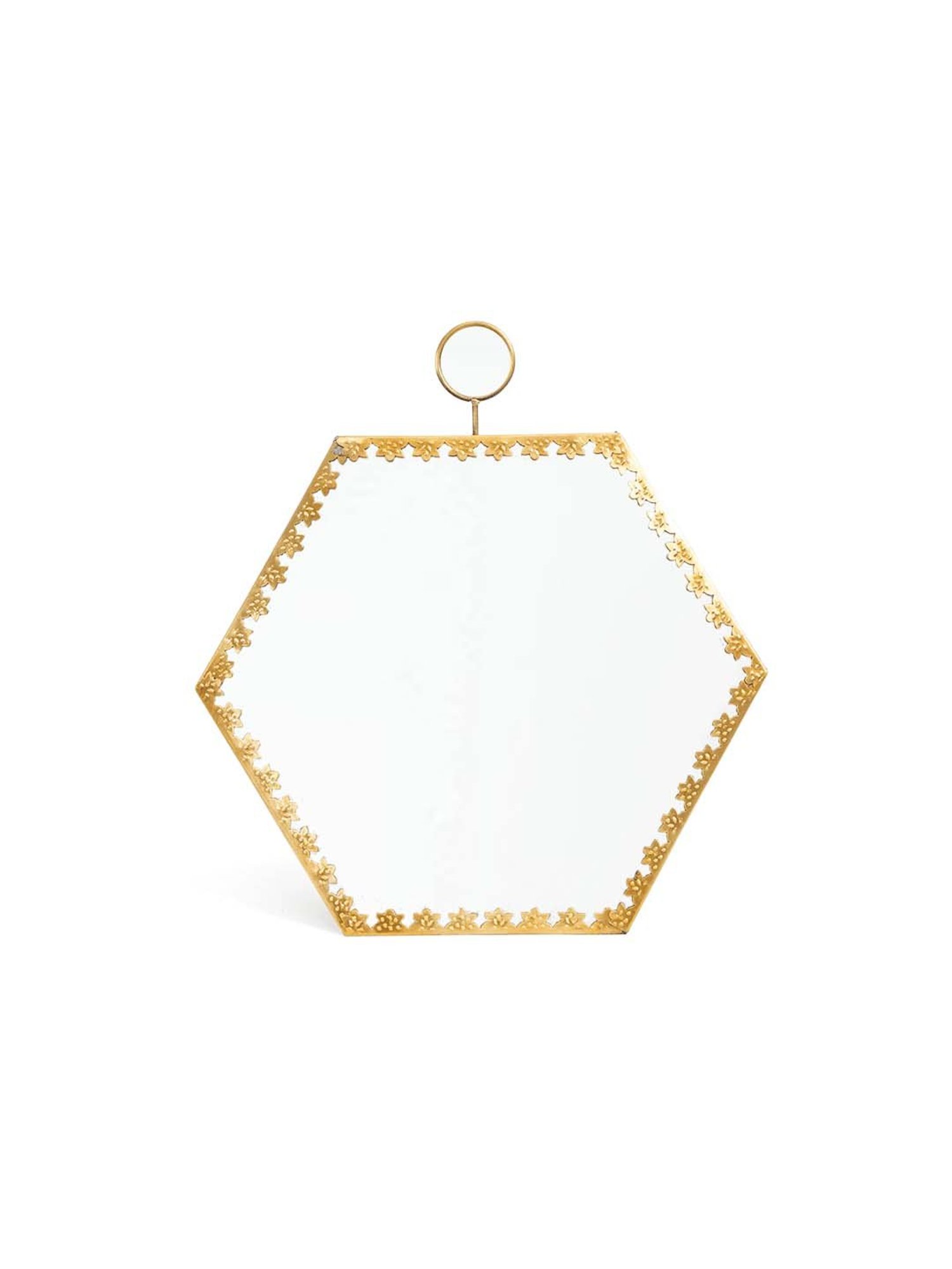 Home4U Golden & Transparent Glass 20 cm Wall Mirror - Set of 1