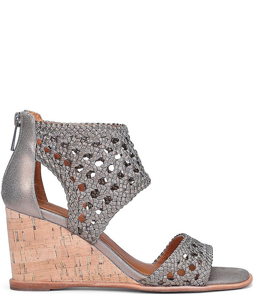 Donald Pliner Lagos Woven Metallic Cork Wedge Sandals