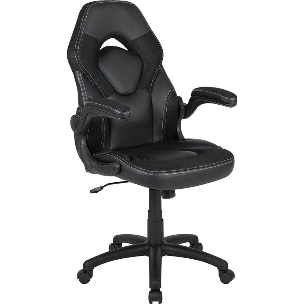 Flash Furniture X10 Gaming Chair Racing Office Adjustable Swivel Chair with Flip-up Arms - Black LeatherSoft