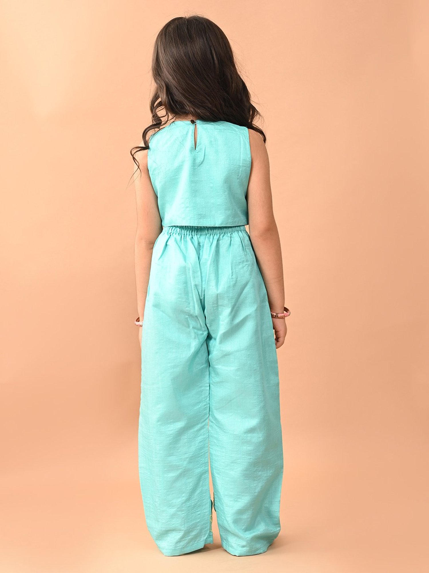 VASTRAMAY Kids Blue & White Cotton Over Dyed Kurta Set