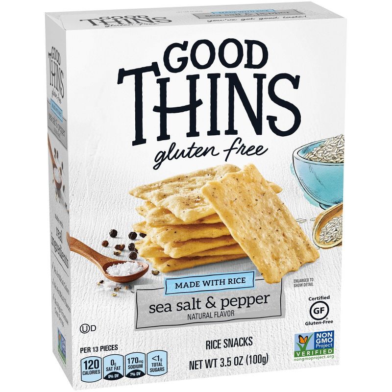 Good Thins Sea Salt & Pepper Rice Snacks Gluten Free Crackers - 3.5oz