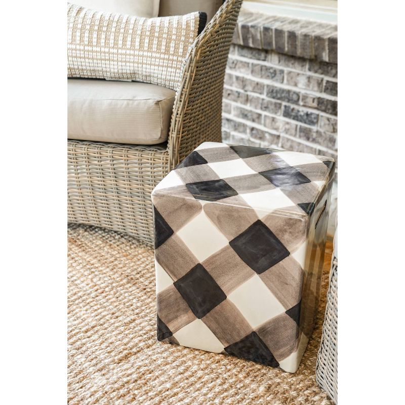 Sandra Ceramic Patio Side Table - Black/White - Leisure Made