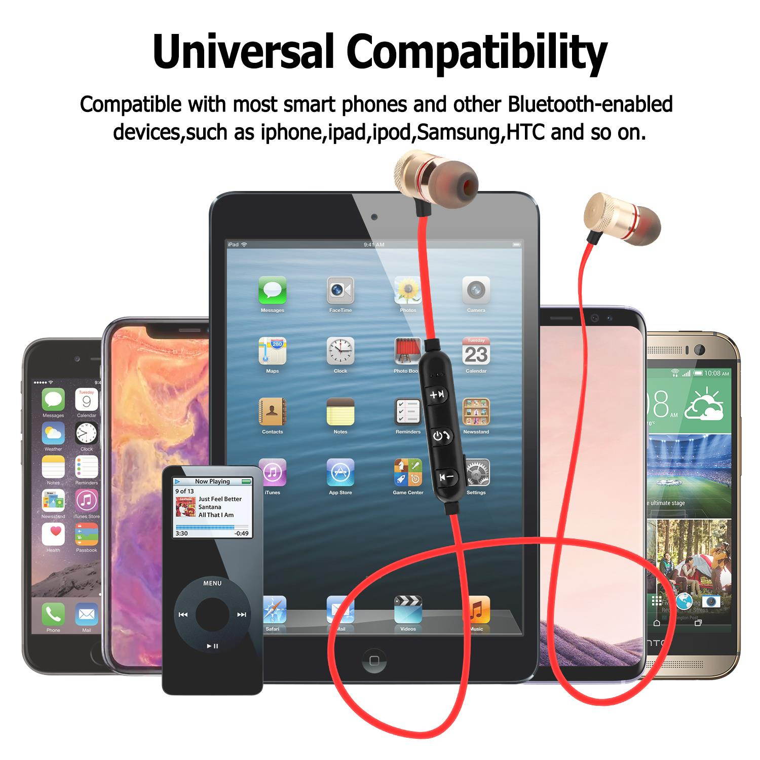 AGPtek Metal Magnetic Wireless Bluetooth Earphone Sports Headset Stereo Bass Headphone