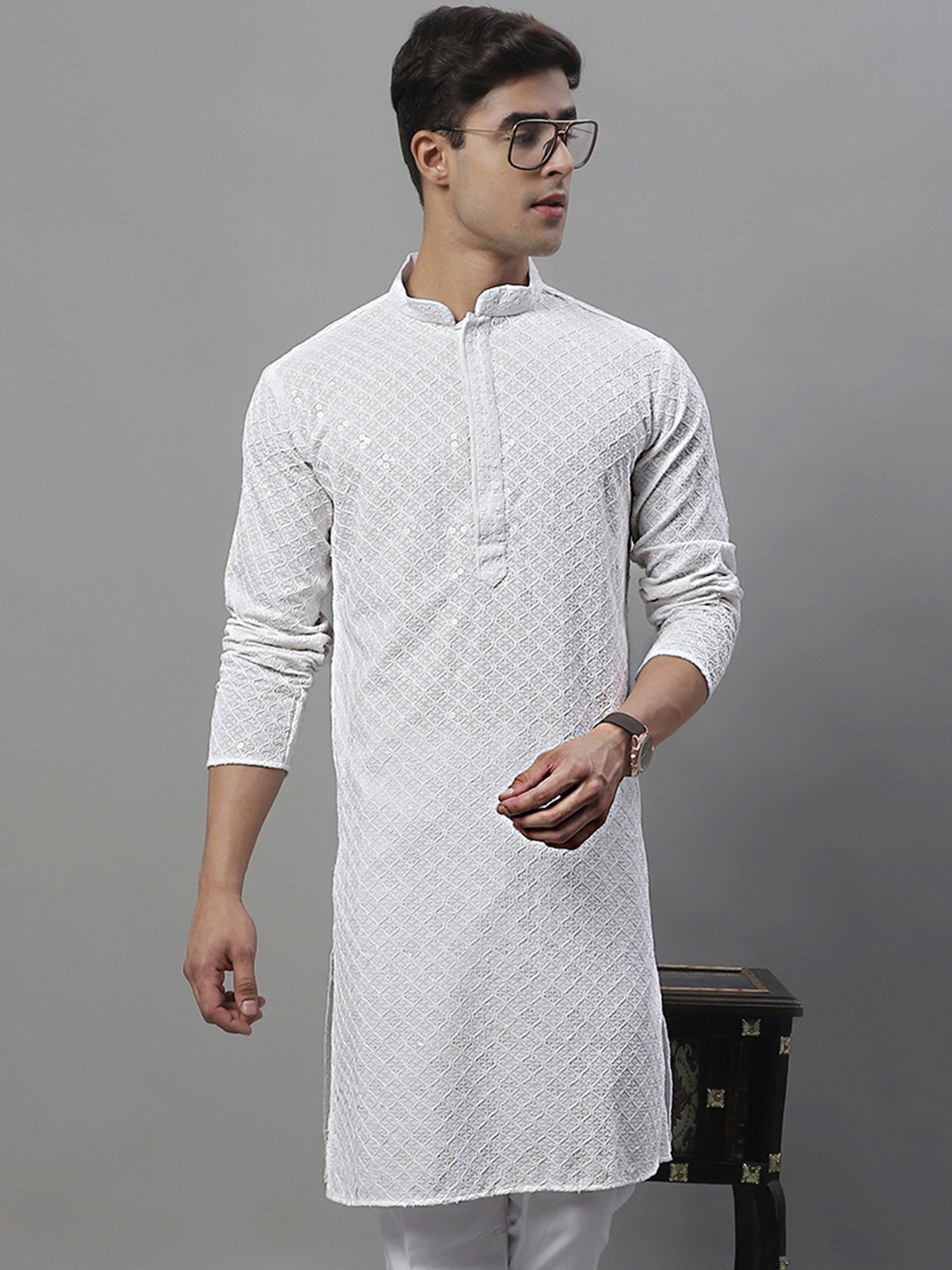 Manthan Red Full Sleeves Solid Kurta