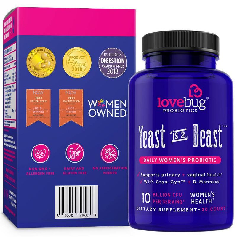 LoveBug Probiotics Yeast is a Beast Women's Health Dietary Supplement Capsules - 30ct