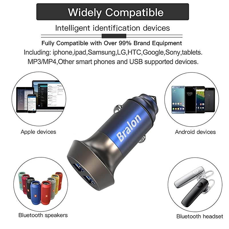 USB Car Charger[4-Pack], All Metal 24W/4.8A Dual Port Fast Car Charger Adapter Compatible with iPhone 11 Pro(max)/Xs/Xr/X/8,Pad,Galaxy Note S10/S9/S8 and More