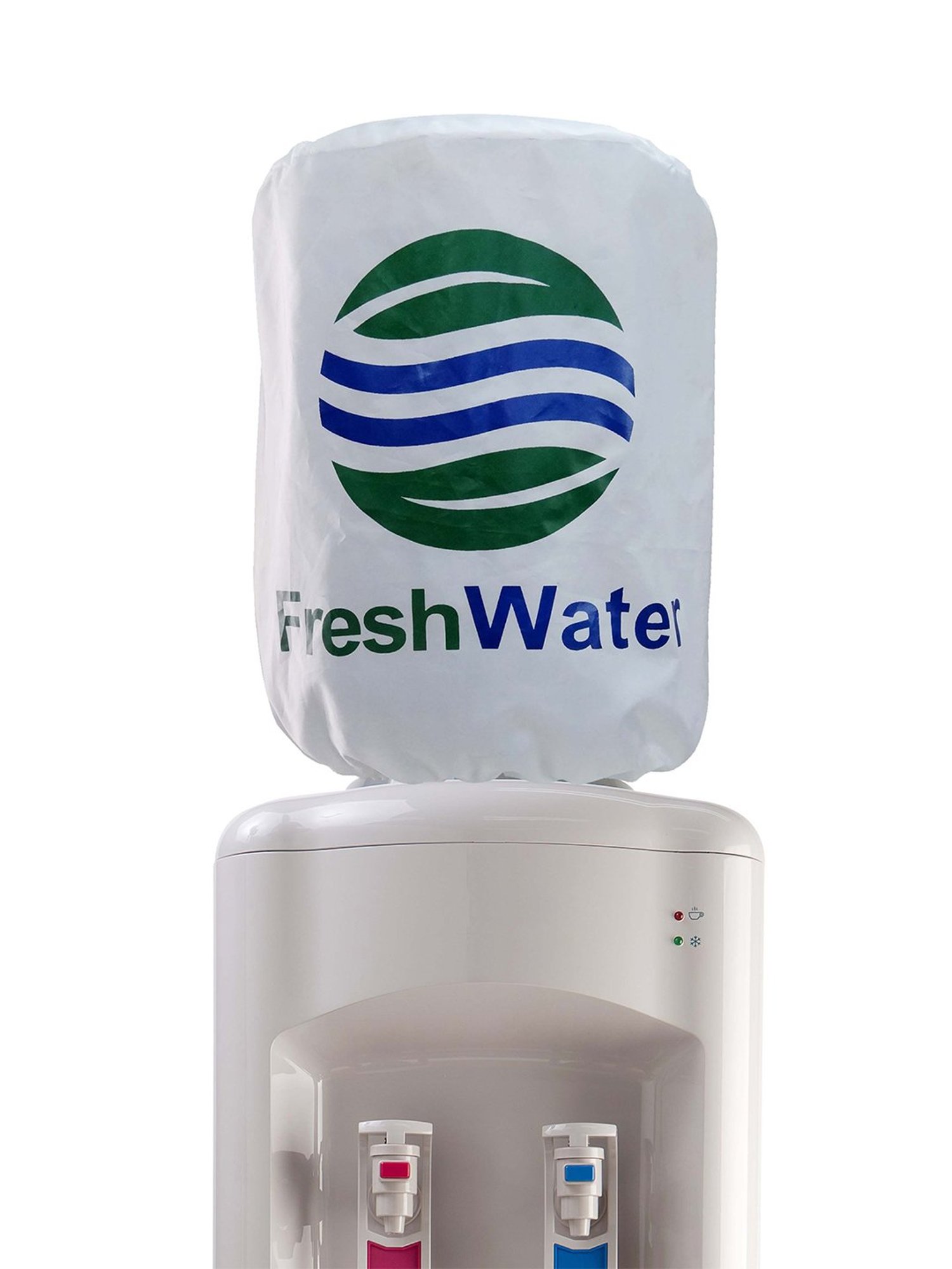 Swayam White & Blue Cotton 20 Litre Water Dispenser Bottle Cover - Set of 1