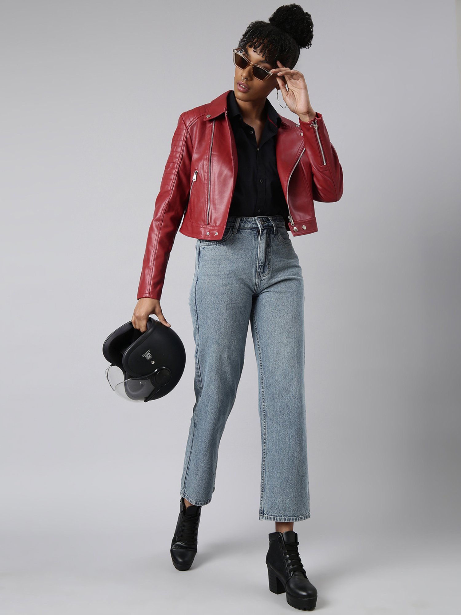 SHOWOFF Red Regular Fit Biker Jacket