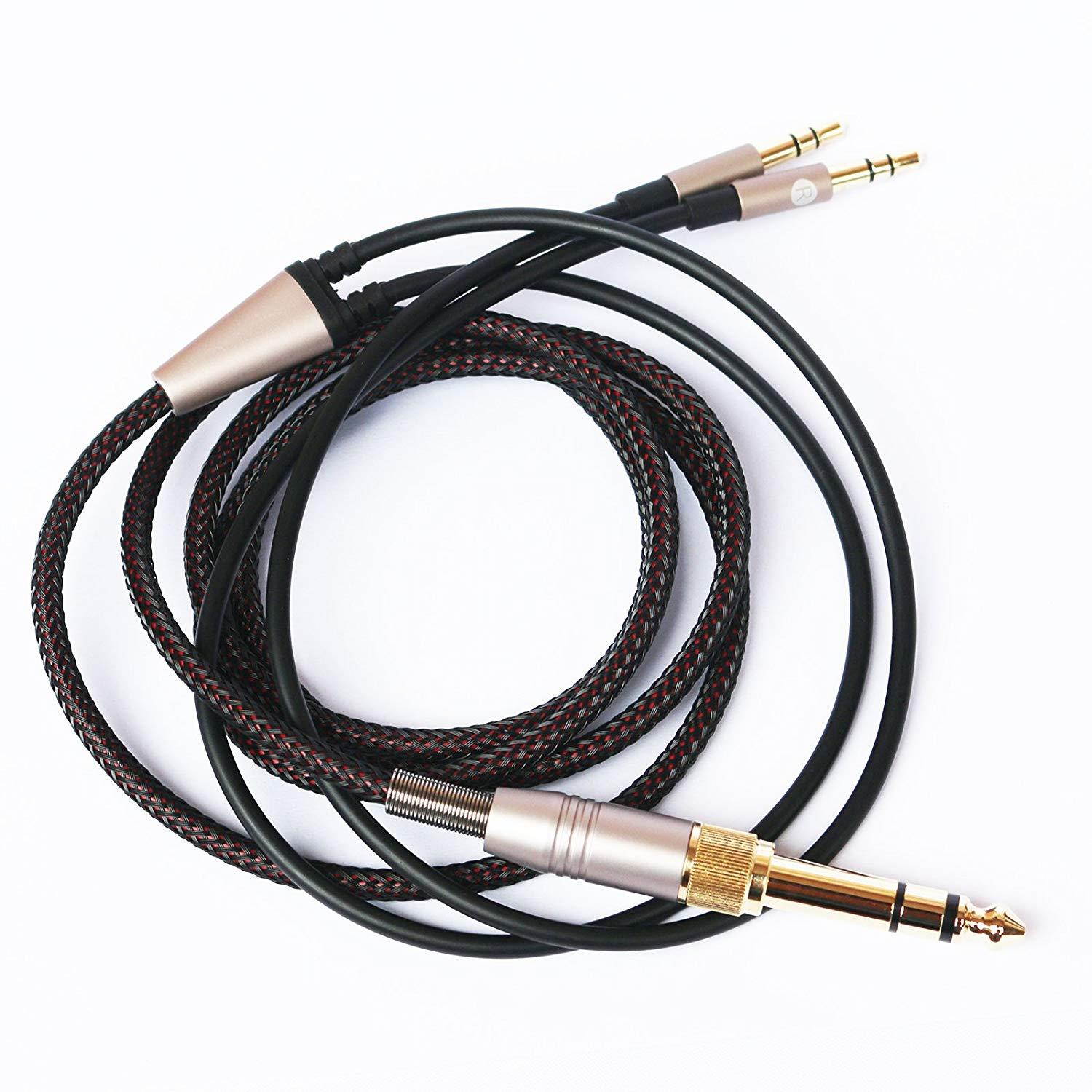 NEW NEOMUSICIA Replacement Cable Compatible with Hifiman HE4XX, HE-400i (The Latest Version with Both 3.5mm Plug) Headphones 3.5mm & 6.35mm to Dual 3.5mm Jack Male Cord 2m/6.6ft