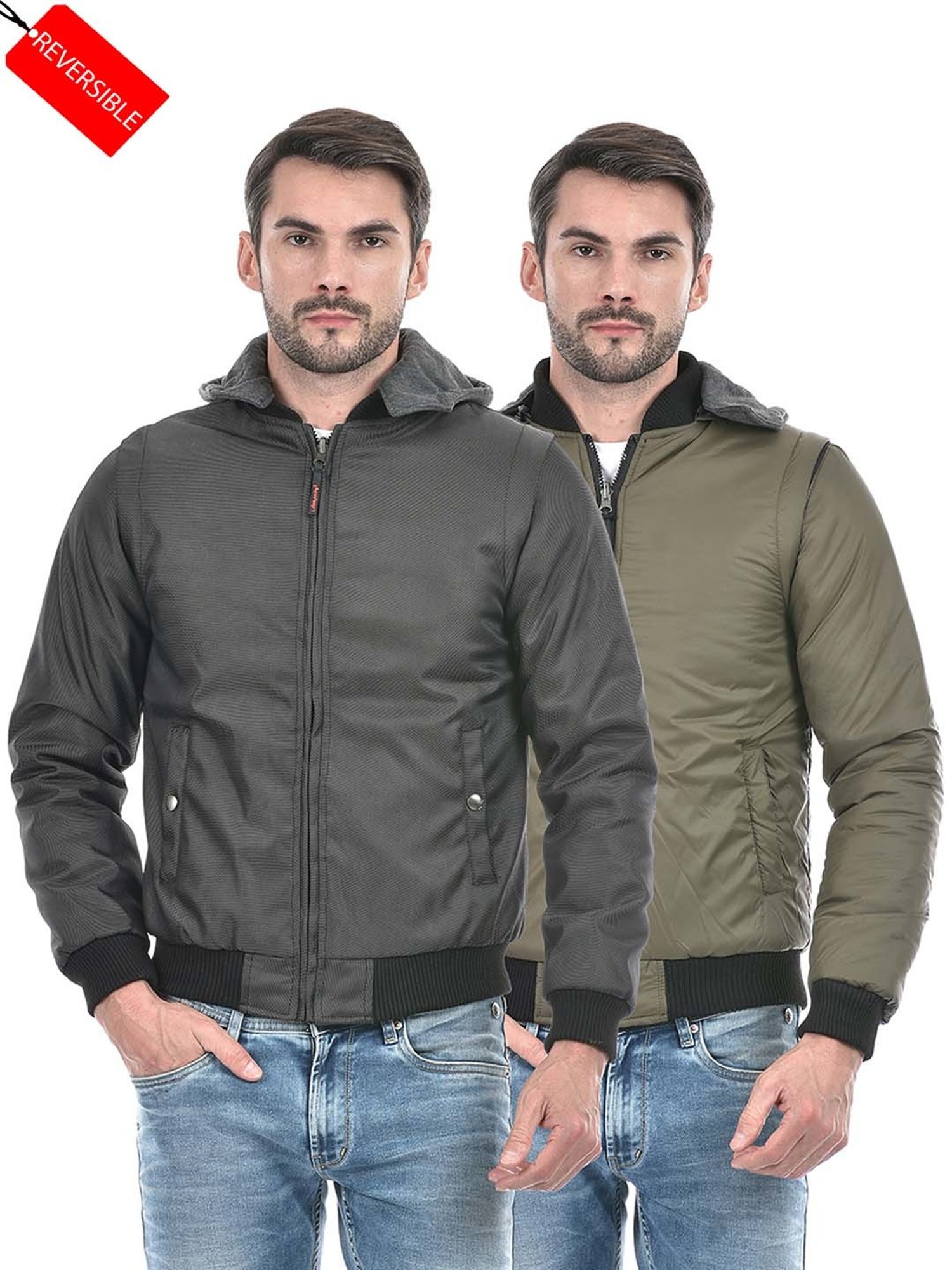 Lawman Pg3 Black & Olive Regular Fit Reversible Jacket