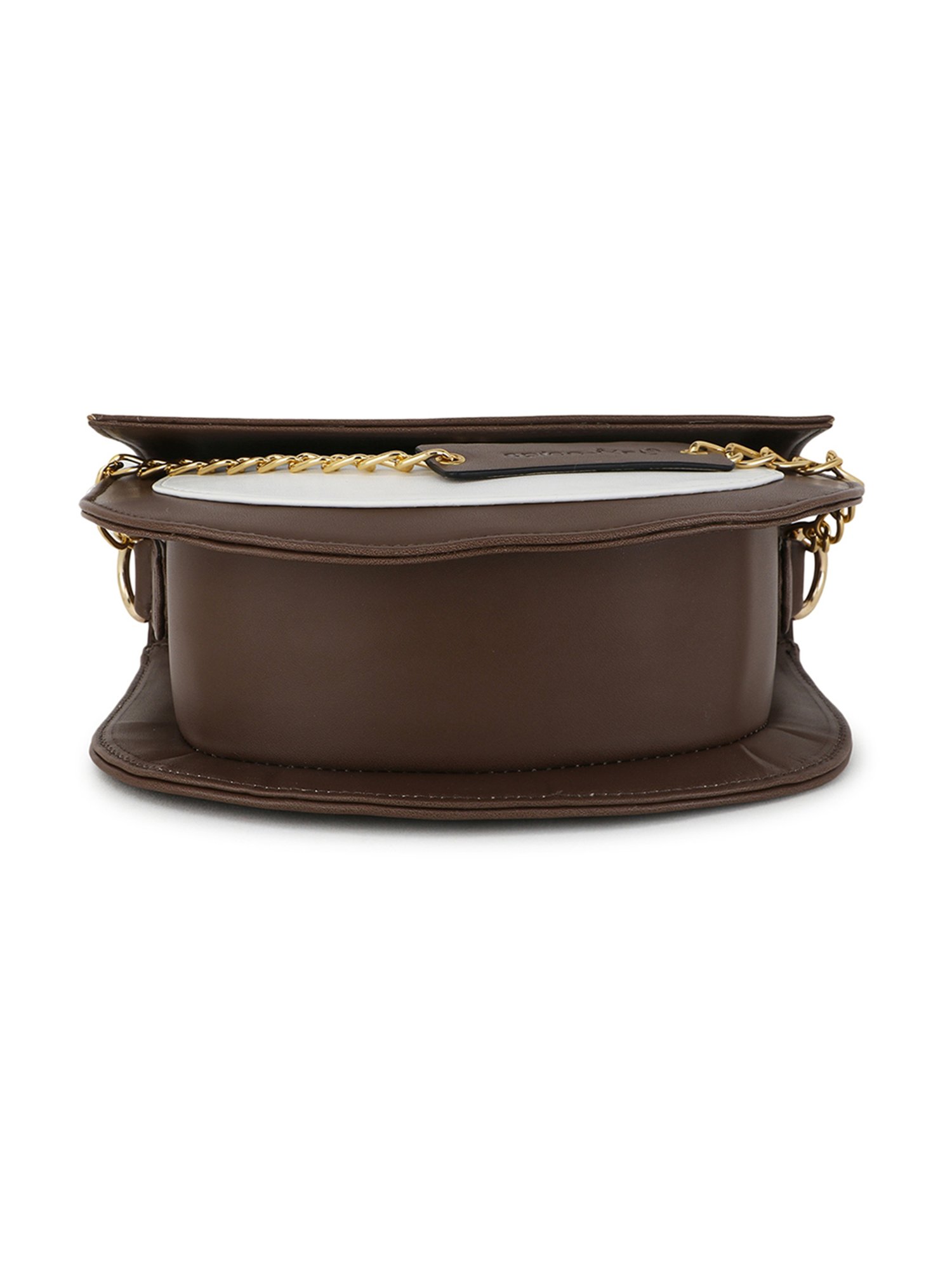 Spice Art Brown Solid Medium Saddle Cross Body Bag