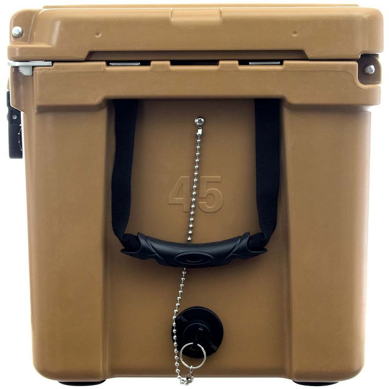 Driftsun Heavy Duty Rotomolded Thermoplastic UV Resistant Portable 45 Quart Insulated Hardside Ice Chest Beverage Cooler, Tan