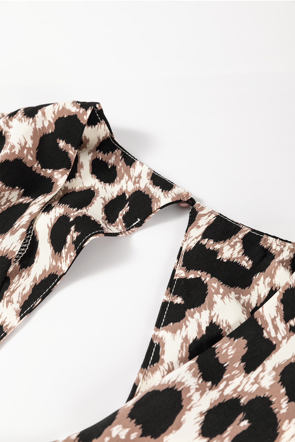 White Frill Mock Neck Sleeveless Tiered Floral Dress