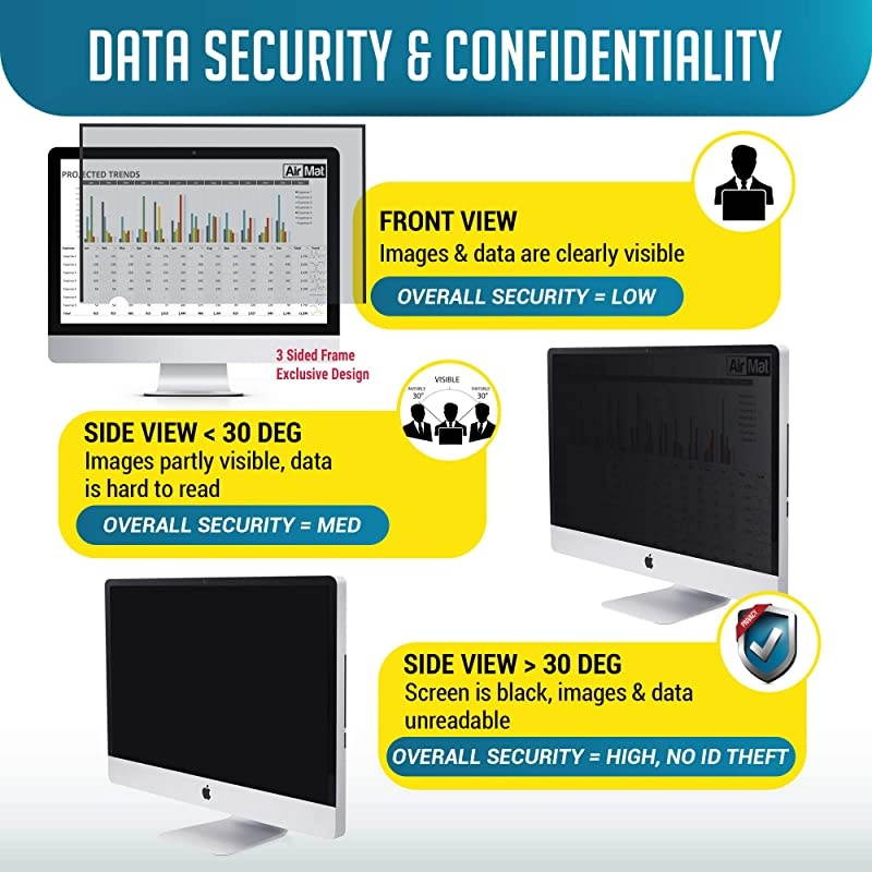 Privacy Screen Filter for Laptop and Computer Monitor Premium Anti Glare Protector for Data Confidentiality iPad 234 Monitor Frameless Glass ScreenTapeFree