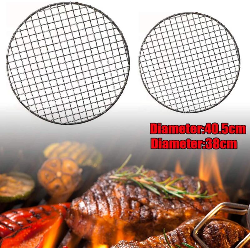 TFCFL Barbecue Round BBQ Grill Net Meshes Racks Grid Round Grate Steam Net Mesh Wire Stainless Steel Barbecue Net (15.94inch)