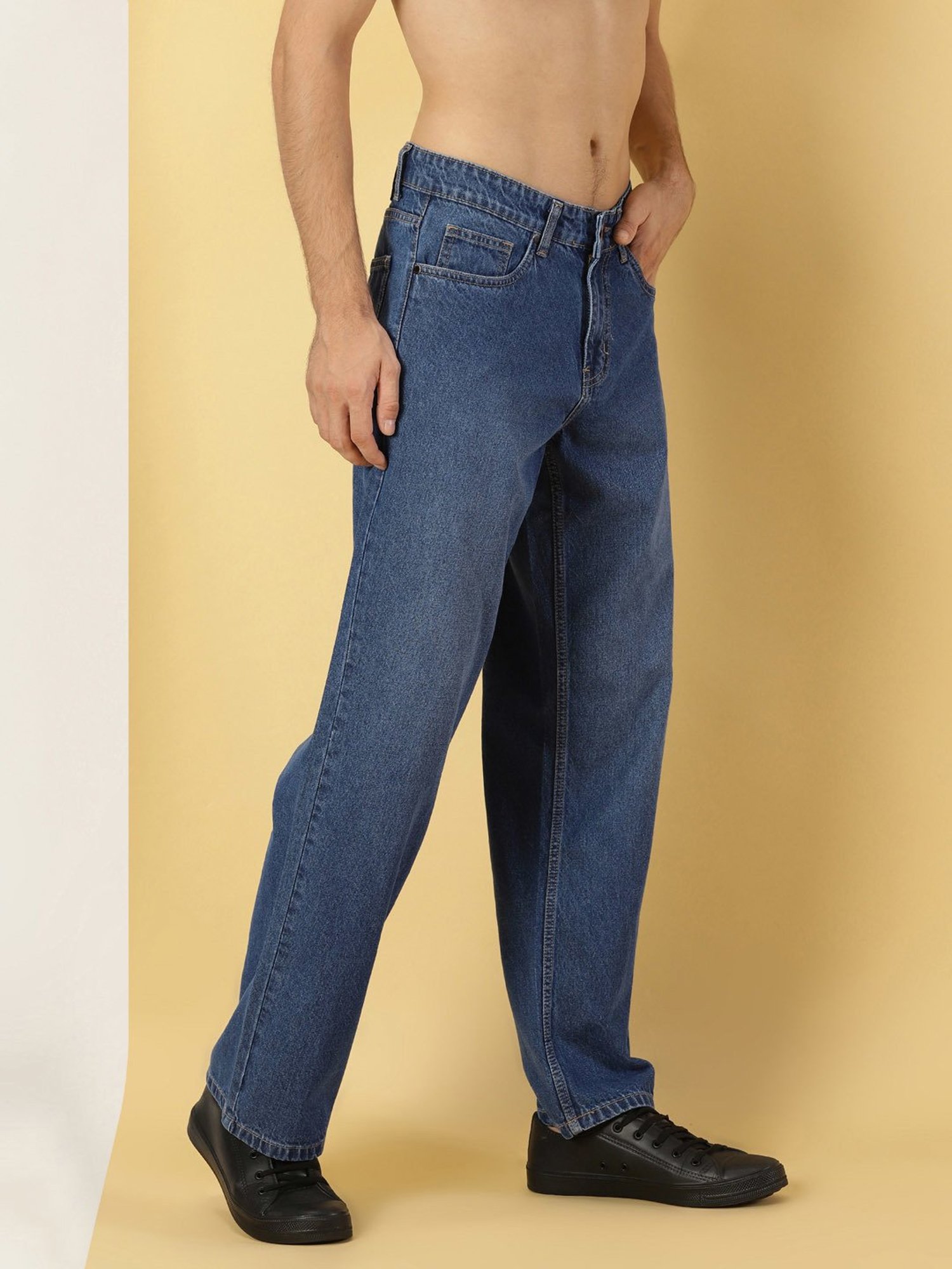 Thomas Scott Blue Relaxed Fit Lightly Washed Jeans